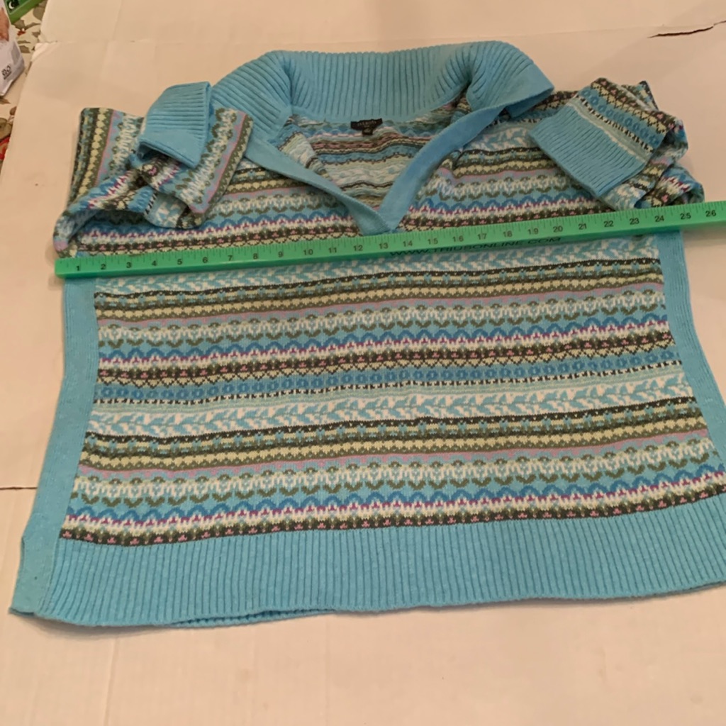 Talbots Plus Size 2x Johnny Collar Sweater Fireside Fair Islel Blue Nordic